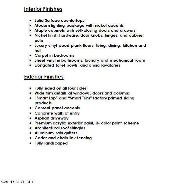 Amenity List Continued