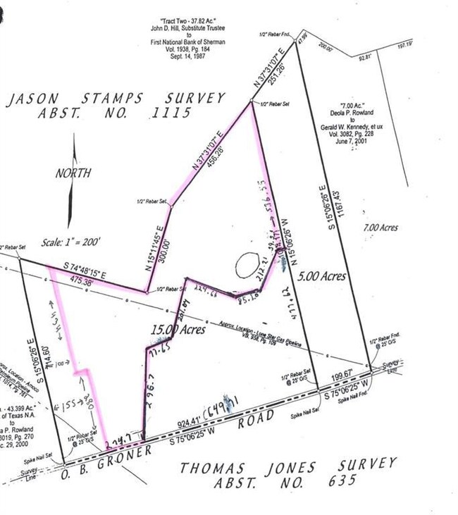 Approximation of +/- 8 acres for sale outlined in pink