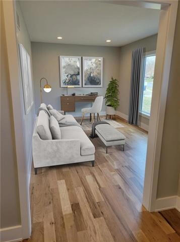 Virtually staged main floor office or flex space
