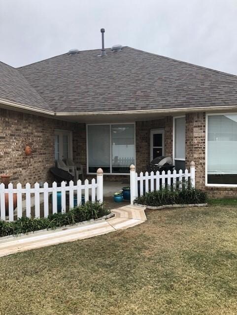 Back patio ......... beautiful in the summer!