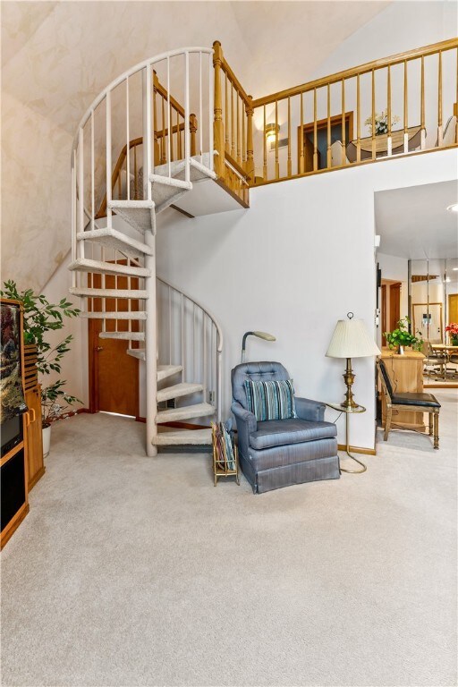Spiral staircase to loft.  Door takes you into the
