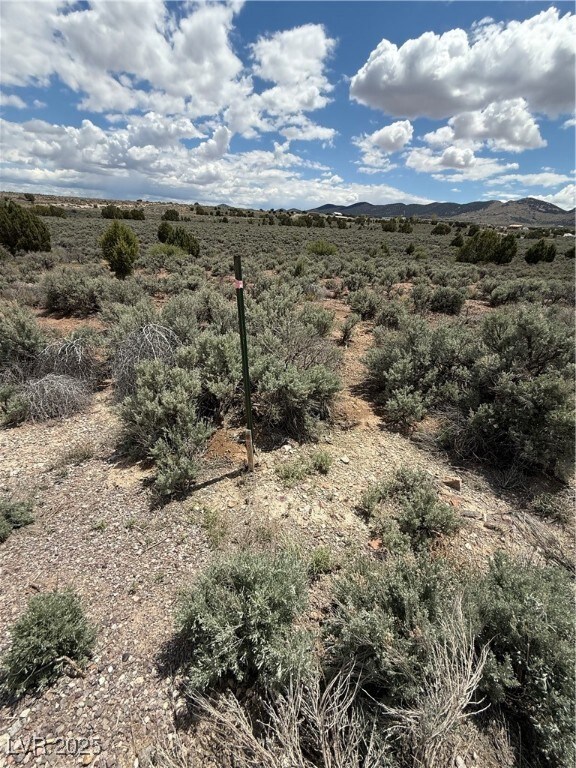 View of undeveloped land with a mountain backdrop