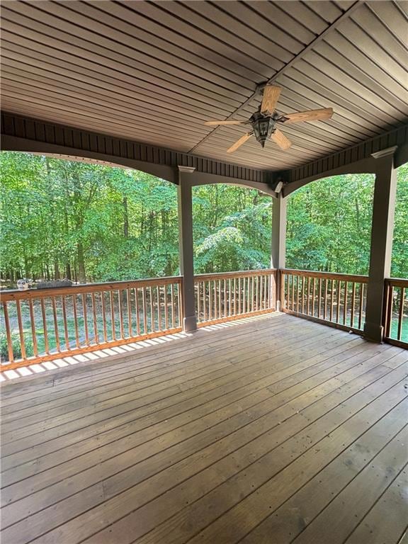 Deck with a ceiling fan