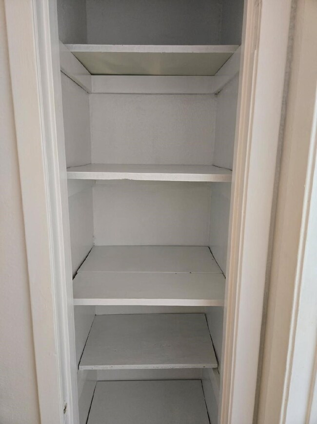 This photo shows a small, built-in storage closet