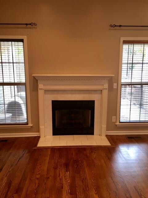 The beautiful fireplace and mantle are perfect for hanging stockings and staying toasty in winter!