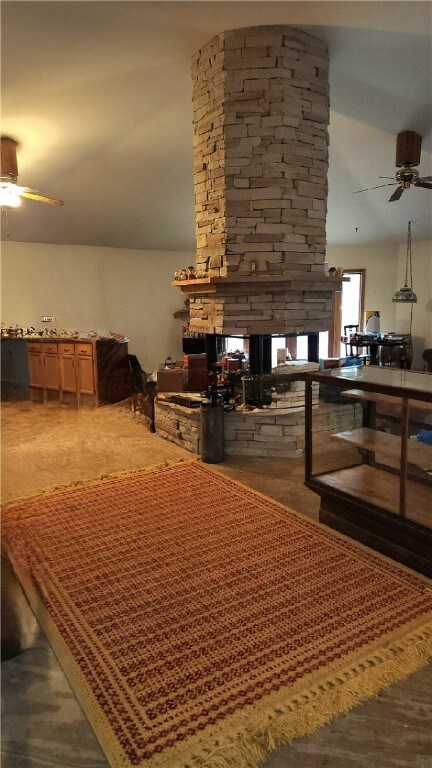 360 dry stacked woodburning fireplace is the focal