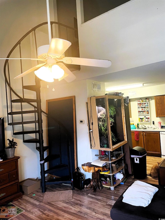 Interior space featuring visible vents, wood finis