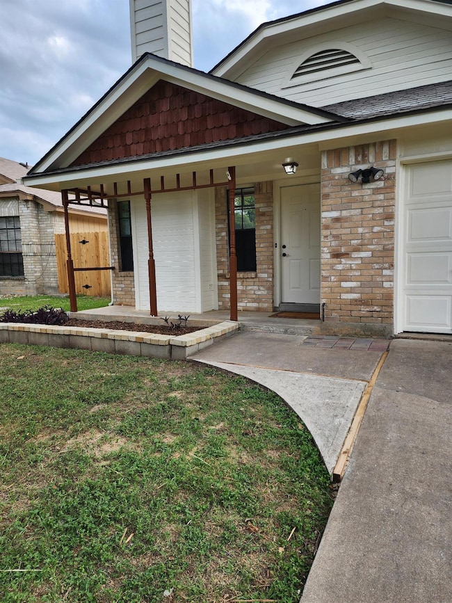 View of front of property with brick siding, cove