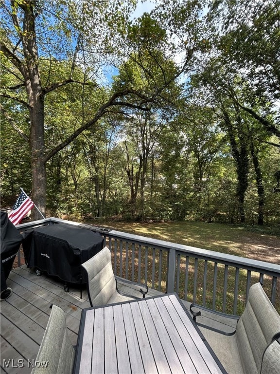 Wooden terrace with area for grilling