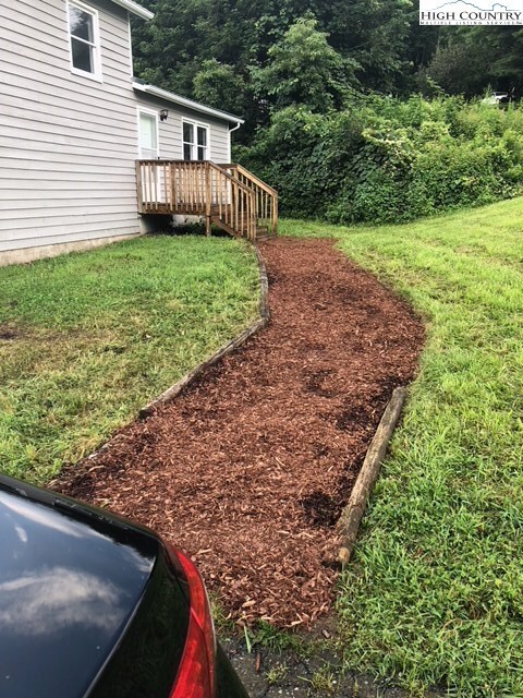 Level front yard.