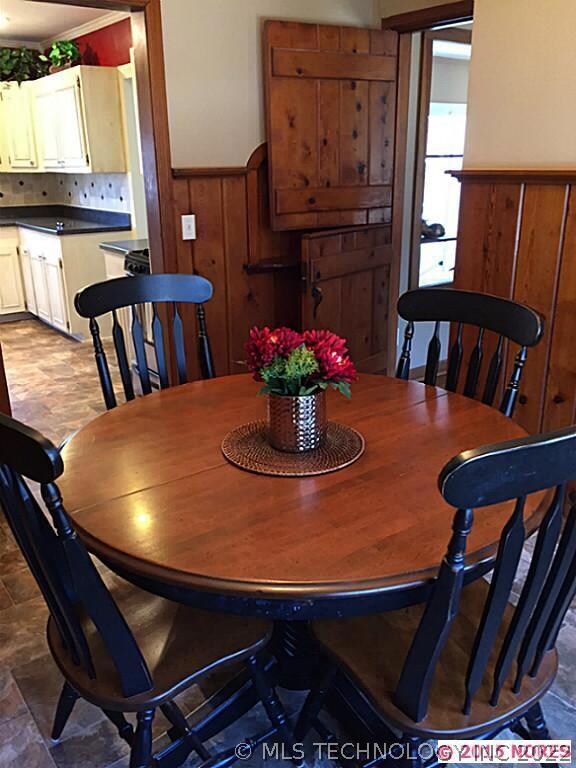 Formal Dining room with wains coating and vintage