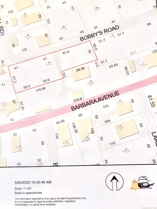 Map of Lot #36 on Bobby's Rd