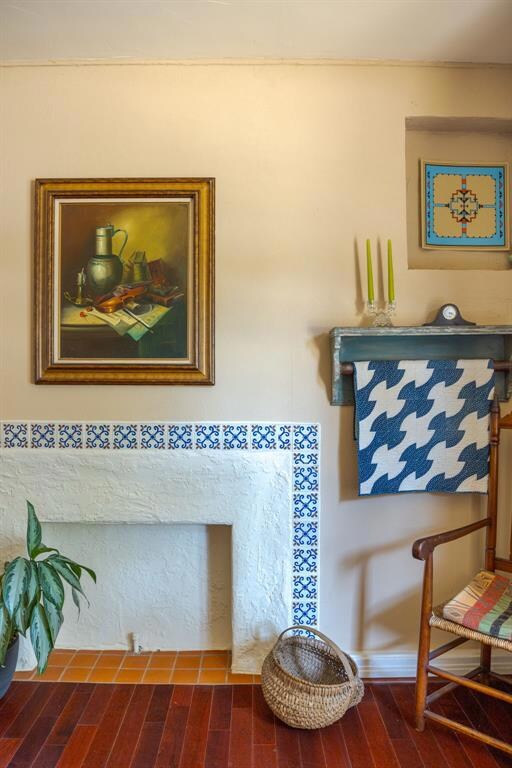 Detailed view of original fireplace