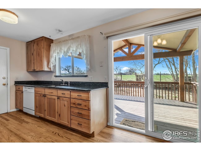 Kitchen and large covered back deck