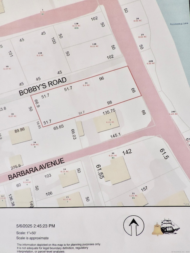 Map of Lot #31 across from Lake Pocotopaug
