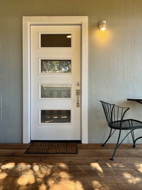 View of front porch entry