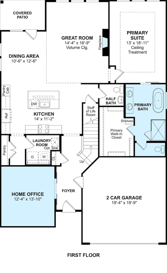 The Omaha floor plan by K. Hovnanian Homes. 1st Fl