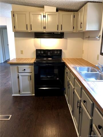 View of stove and counter area