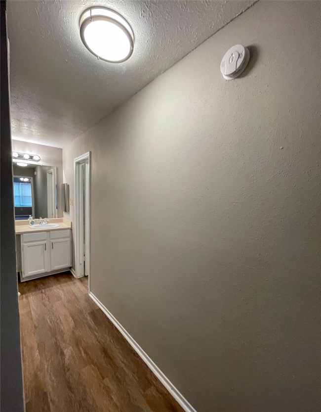Hallway between the main bedroom and bathroom.