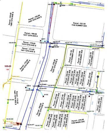 Plat map showing water and sewer lines