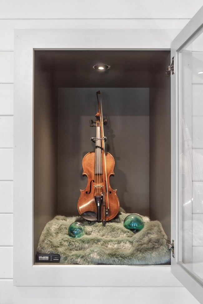 Display case on accent wall