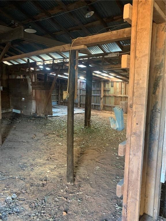 Inside barn