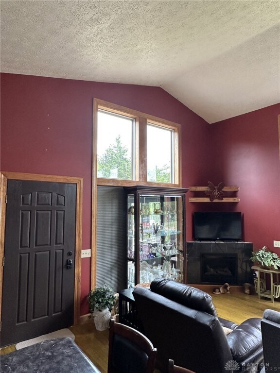 Front entry into open concept great room/kitchen/d