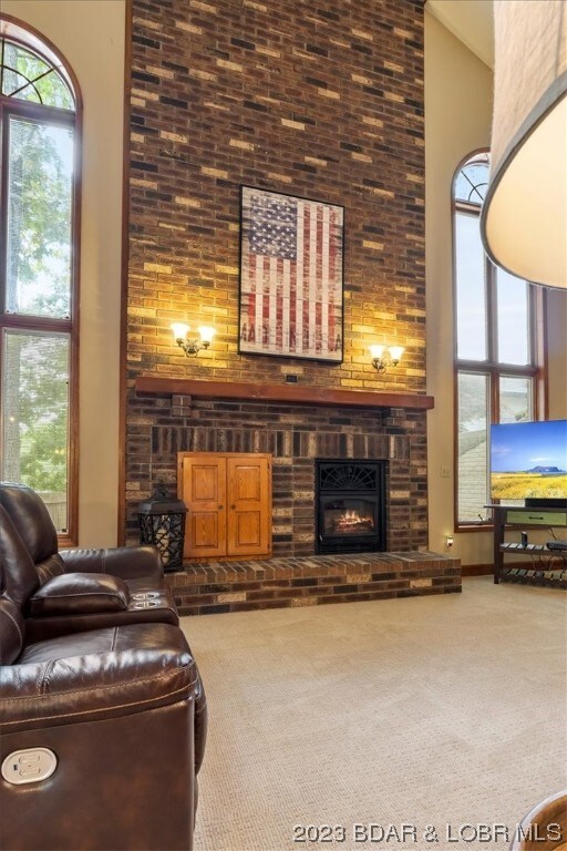 2 story brick wood burning fireplace