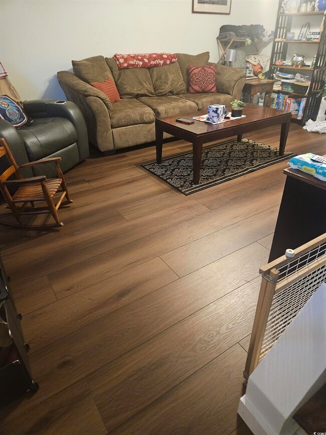 Living room featuring hardwood / wood-style floori