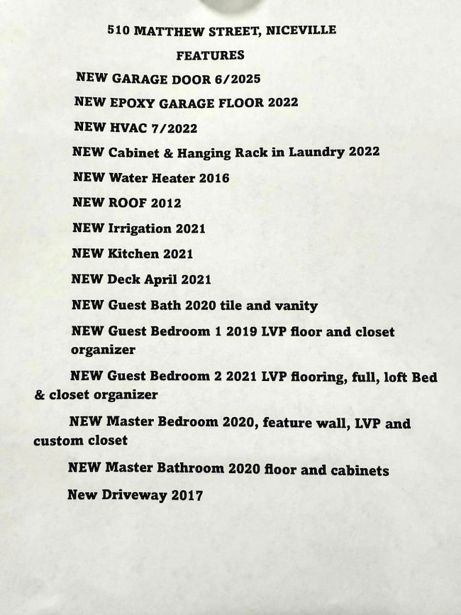 510 Matthew Upgrade and Feature List