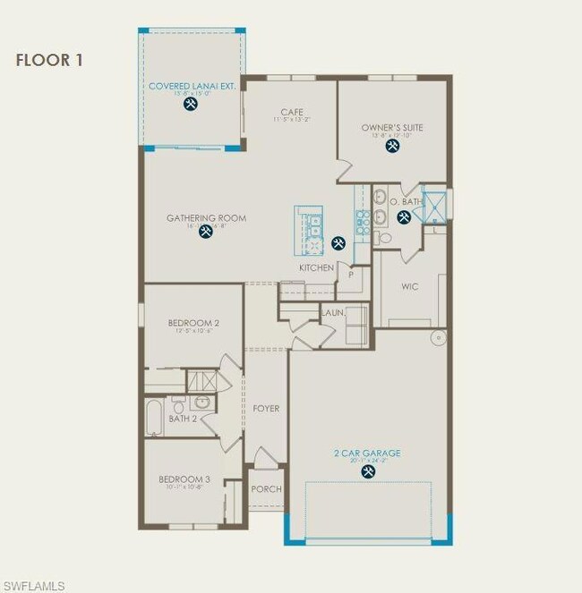 Floor plan with structural options selected