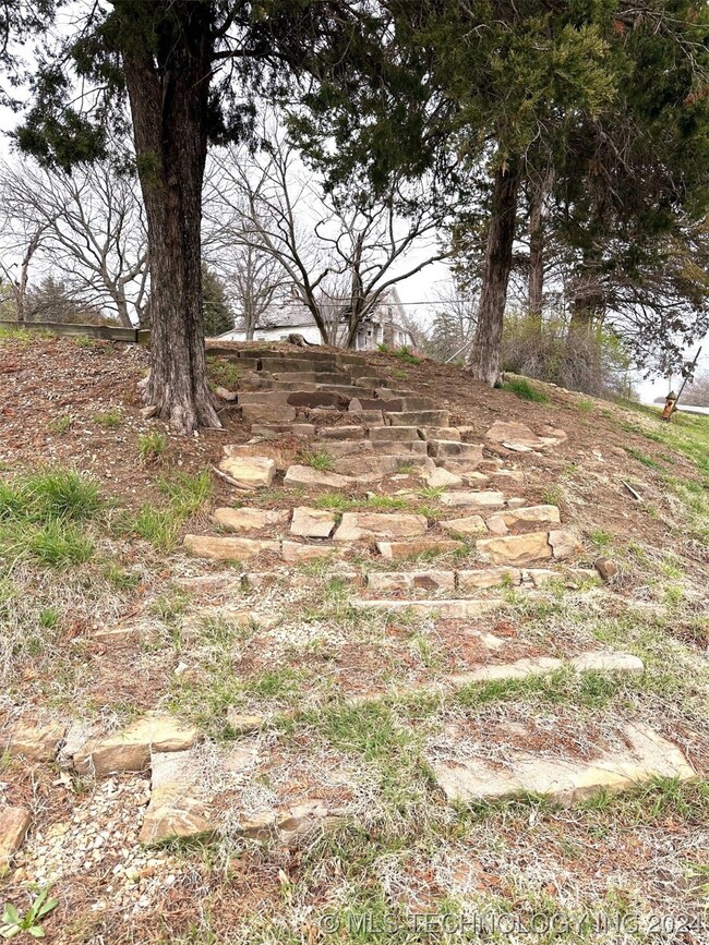 Rock steps to yard