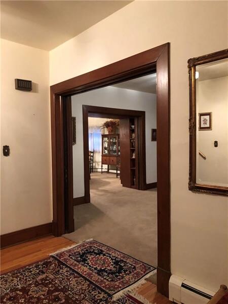 View from front entry through living room and to d