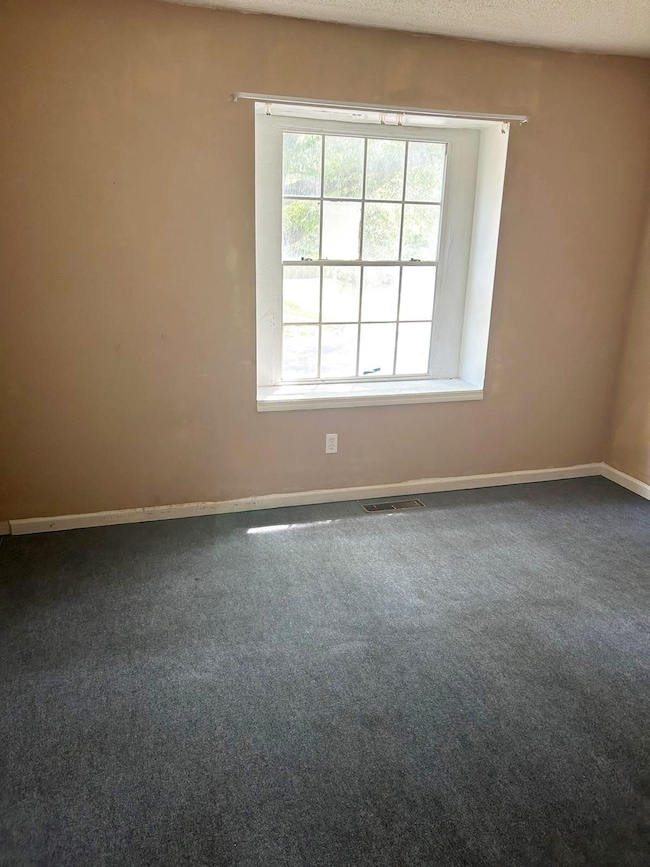 Empty room with dark carpet