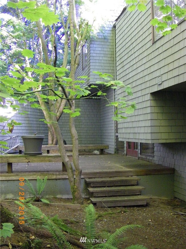 The deck located off of the dining room area.