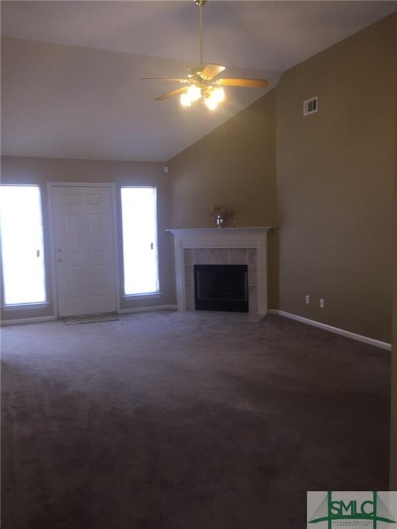 High Faulted Ceilings in the Family Room. Back Doo