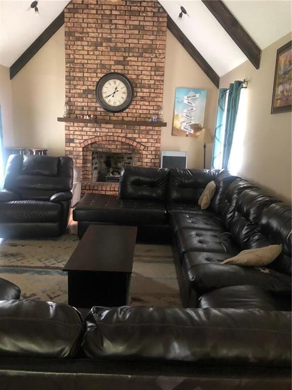 Great room with gas start fireplace plus vaulted c