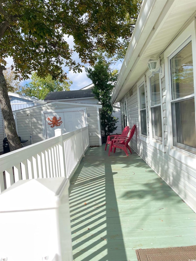 View of wooden deck