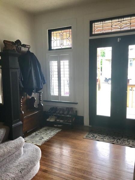 Entry with leaded glass transoms and new custom do