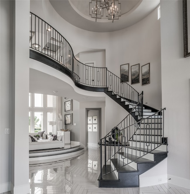 Grand Foyer with Custom Curved Staircase