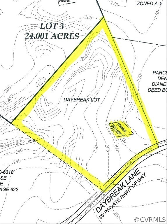 Topographic Map Showing Elevations and Approved Dr