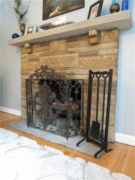 The fireplace is a beautiful focal point.