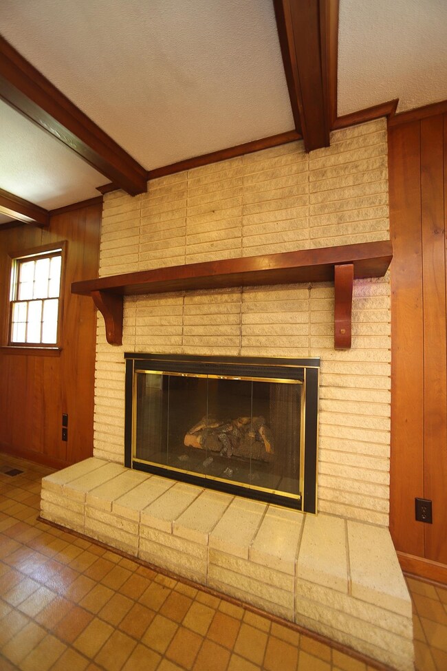Floor to ceiling brick fireplace