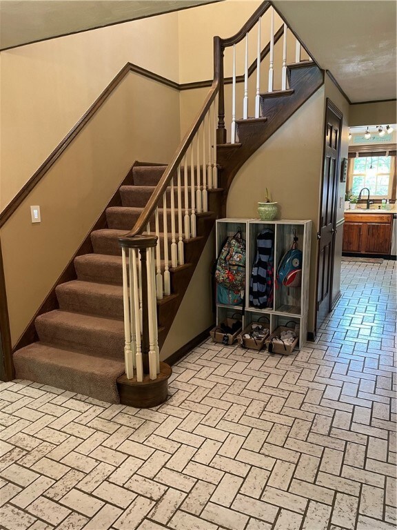 Beautiful two story entry with ceramic tile