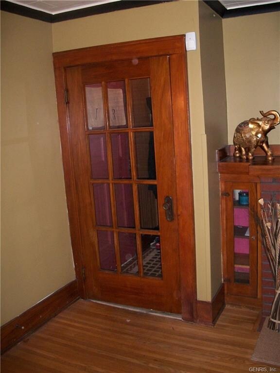 French door with gum-wood trim.