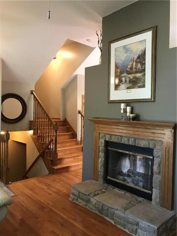 Stone Fireplace (Living Room side)