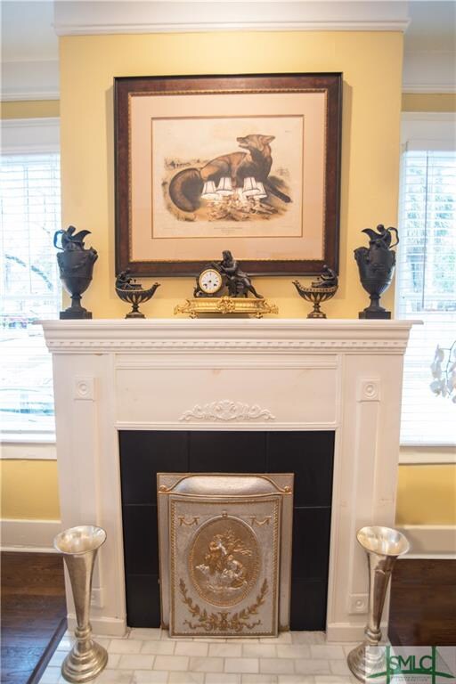 Fireplace Detail, note; the fireplace is now decorative.