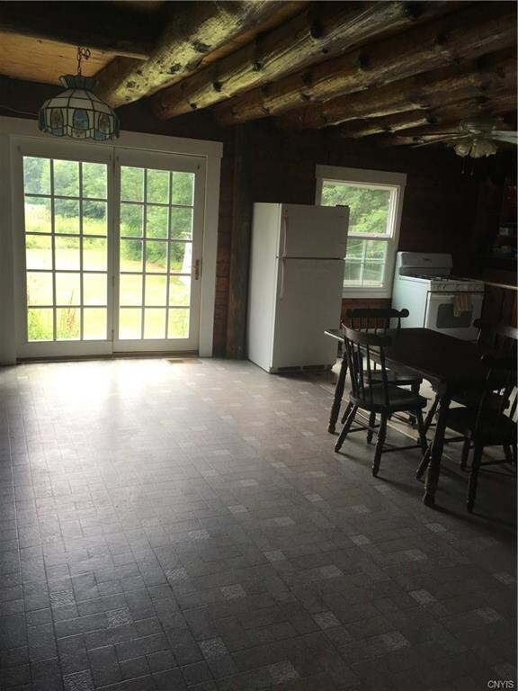 Open kitchen with view to back yard.