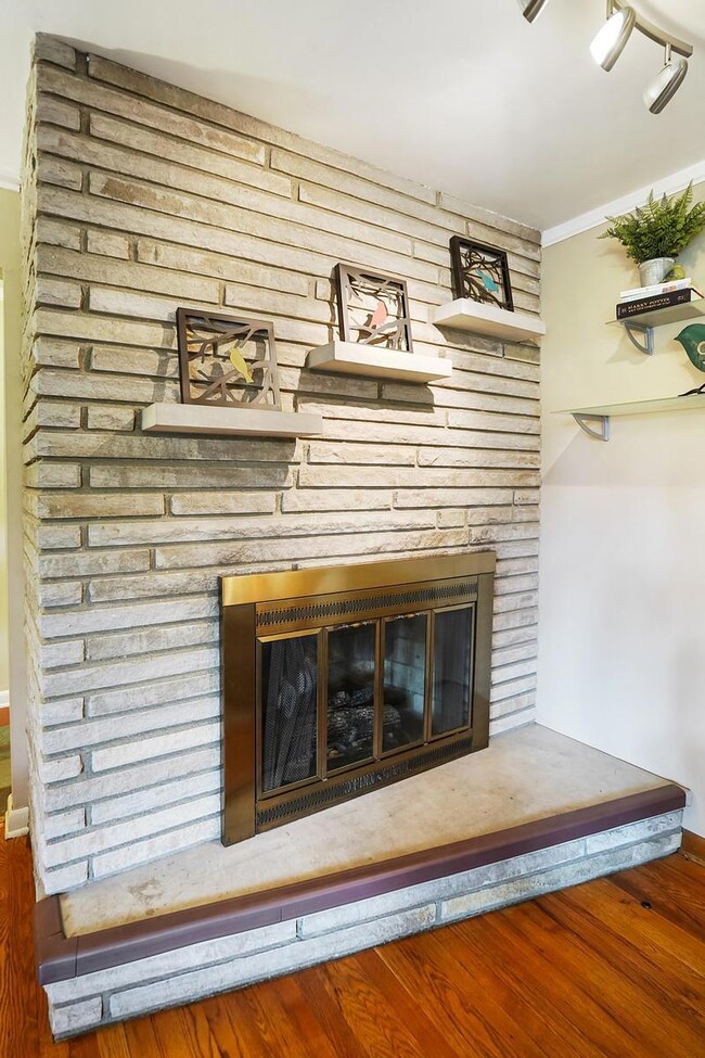 Full stone fireplace
