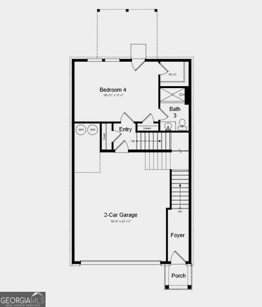 Lower Level Floor Plan - Structural options added include: fireplace and open rails at staircase